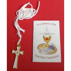 As a Memory of First Holy Communion Cross on white cord